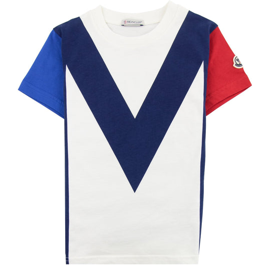 Moncler Junior Tricolore T-shirt White