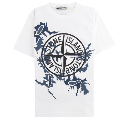 Stone Island Junior 21056 Camo Print T-shirt White V0001
