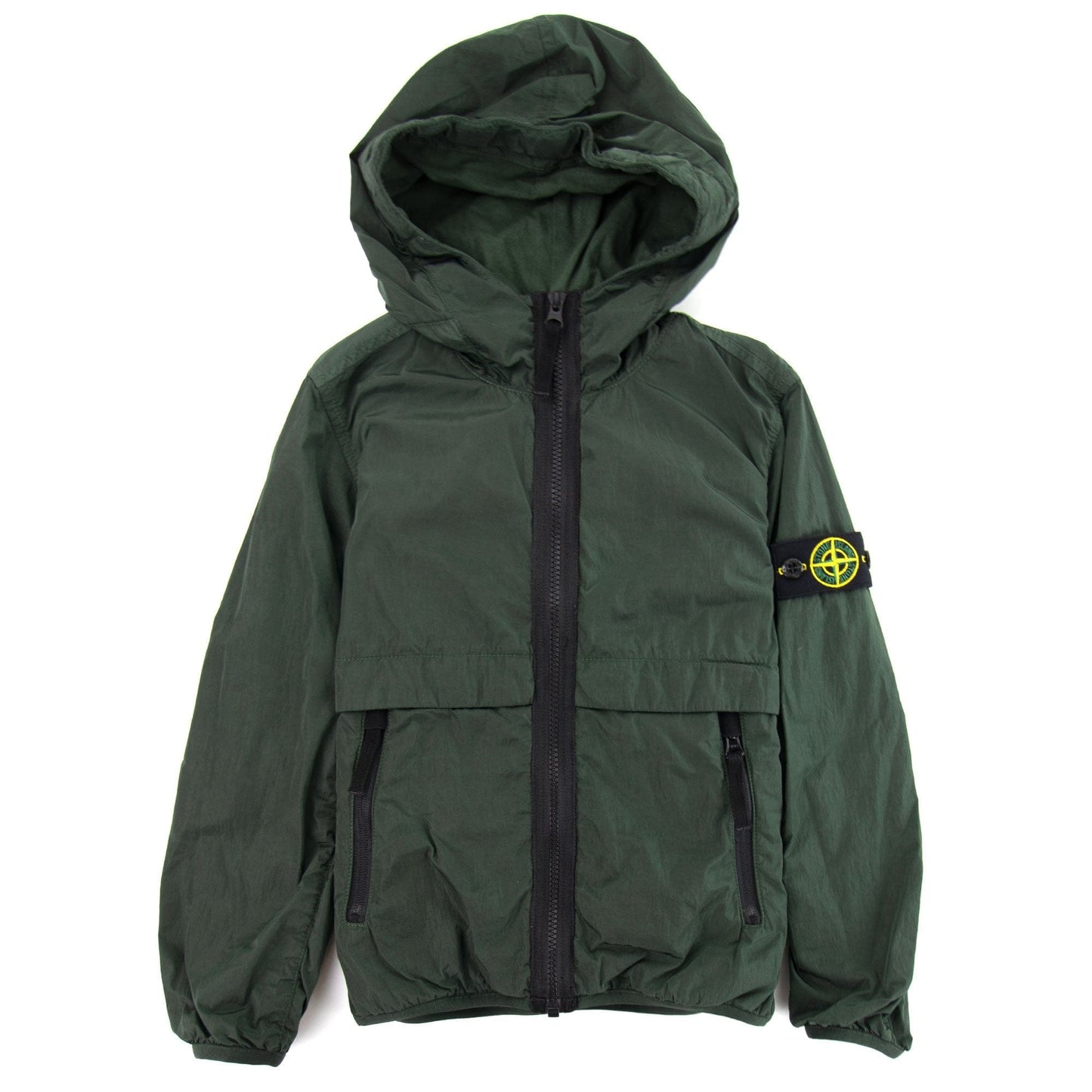 Stone Island Junior 40132 Nylon Metal Zip Hooded Jacket Green V0053
