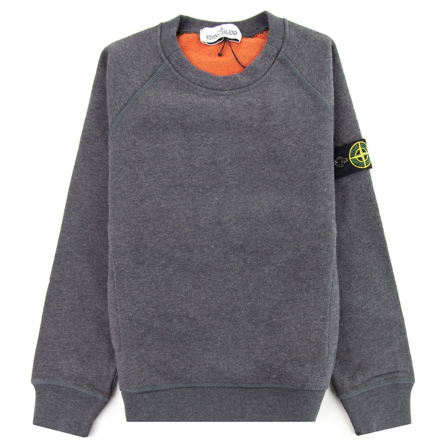 Stone Island Junior 60938 Pocket Crewneck Sweatshirt Charcoal/orange V0065
