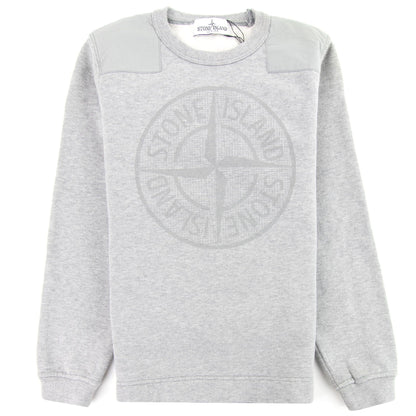 Stone Island Junior 60940 Reflective Logo Sweatshirt Grey V1064