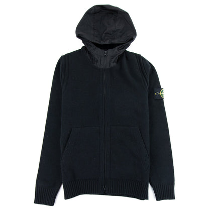 Stone Island Lambswool Hooded Cardigan Black V0029