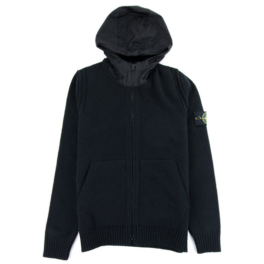 Stone Island Lambswool Hooded Cardigan Black V0029