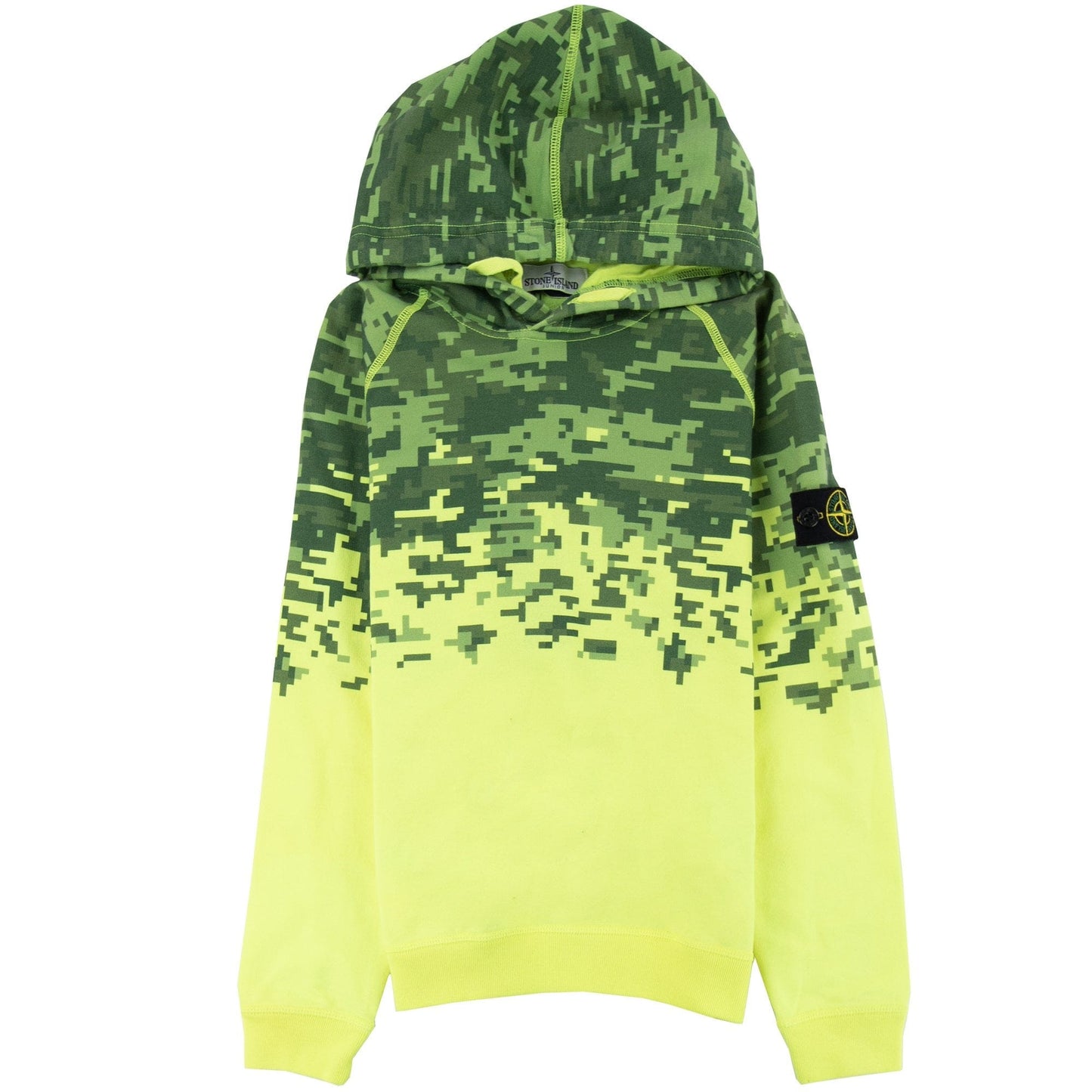 Stone Island Junior Digital Camo Hooded Sweatshirt Neon Yellow V0030