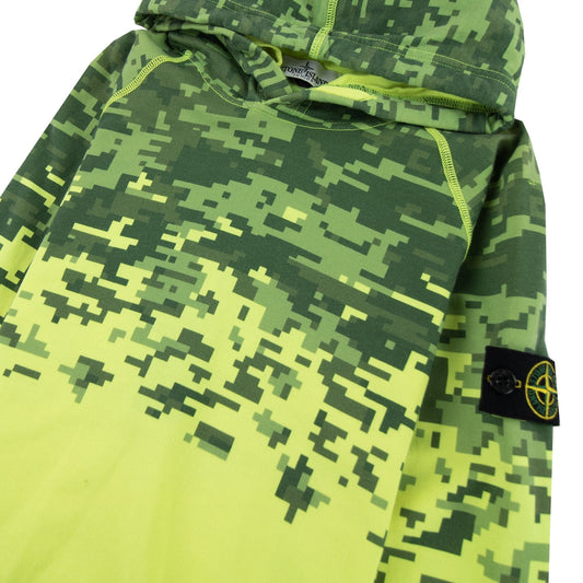 Stone Island Junior Digital Camo Hooded Sweatshirt Neon Yellow V0030