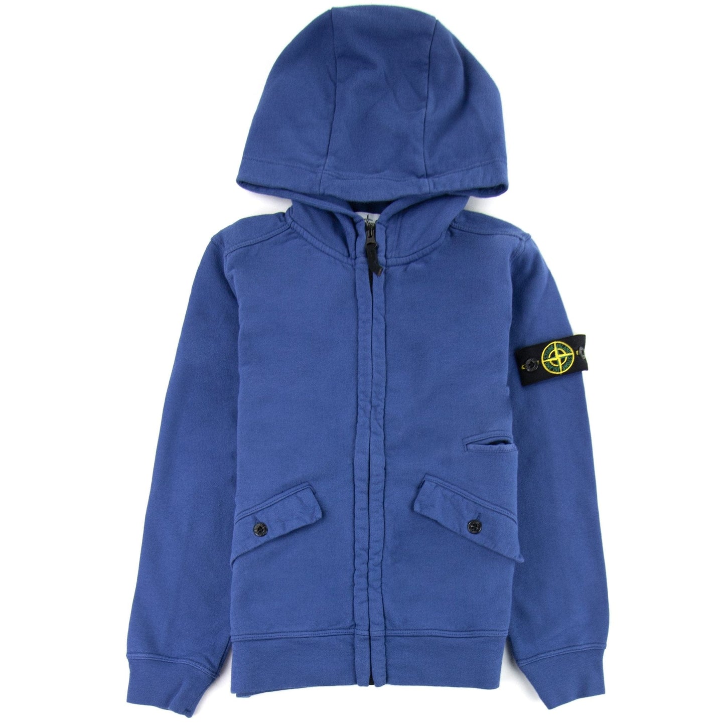 Stone Island Junior Zip Hooded Sweatshirt Blue V0028