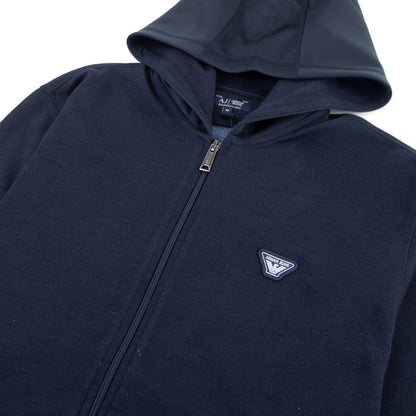 Armani Jeans Logo Hooded Sweatshirt Blue