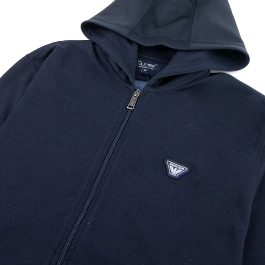 Armani Jeans Logo Hooded Sweatshirt Blue