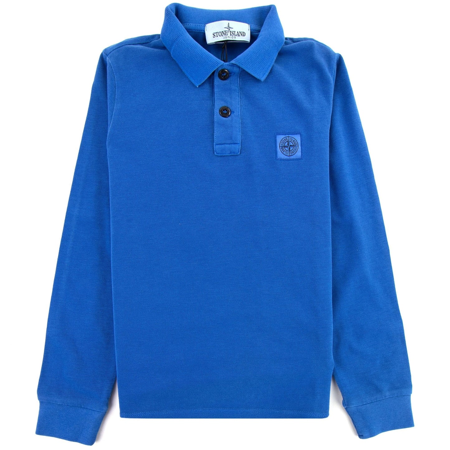 Stone Island Junior 20849 Long Sleeve Garment Dyed Polo Blue V0022