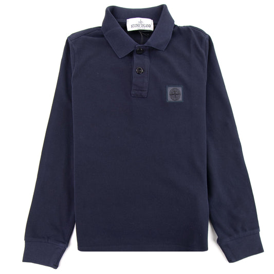 Stone Island Junior 20849 Long Sleeve Garment Dyed Polo Navy V0020