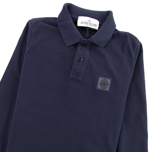 Stone Island Junior 20849 Long Sleeve Garment Dyed Polo Navy V0020