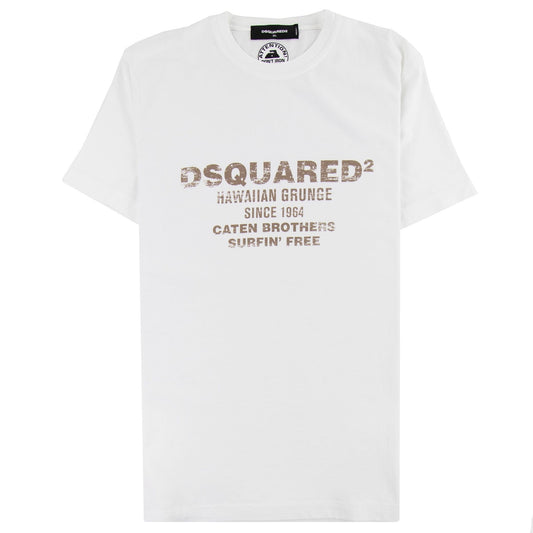 Dsquared2 Hawiian Grunge T-shirt White