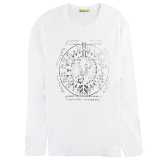 Versace Jeans Foil Print Long Sleeve T-shirt White