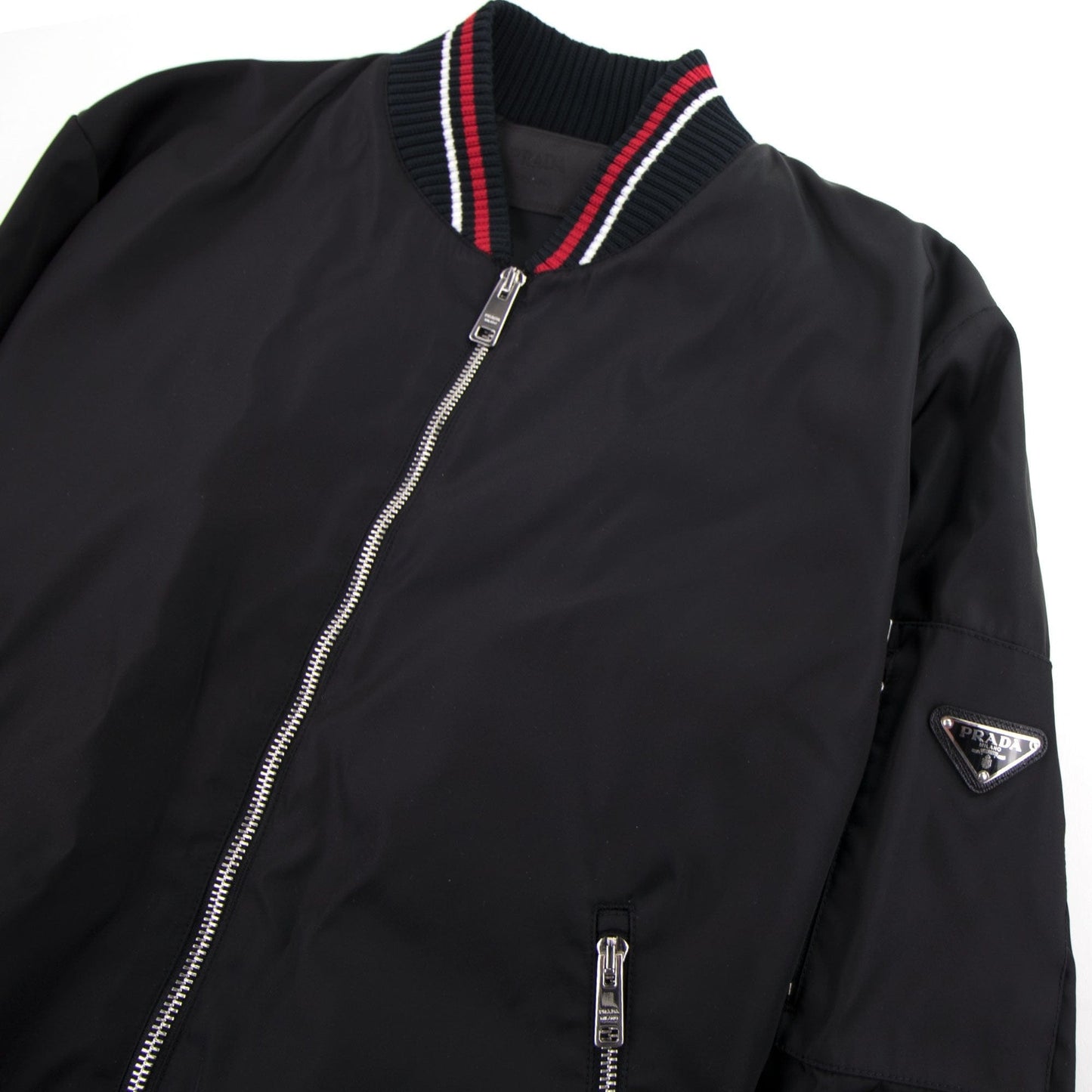 Prada Gabardine Nylon Bomber Jacket Nero