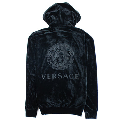 Versace Velour Medusa Hoodie Black