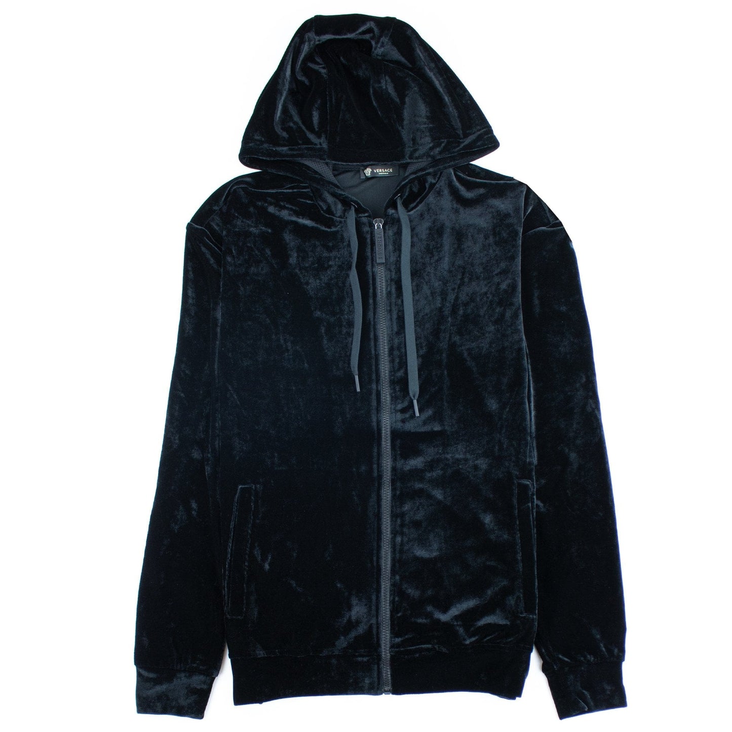 Versace Velour Medusa Hoodie Black