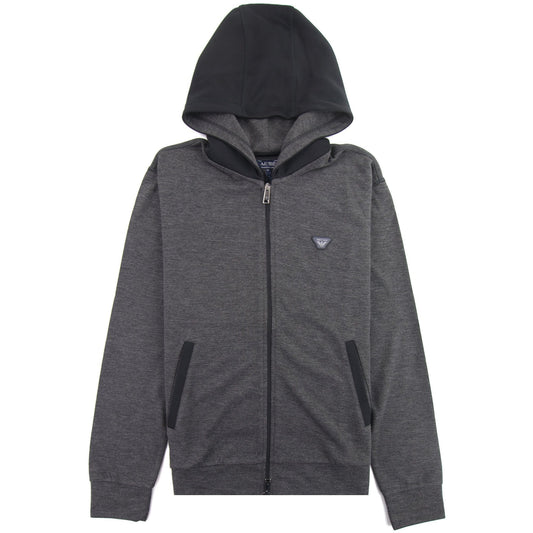Armani Jeans Zip Up Logo Hoody Grey