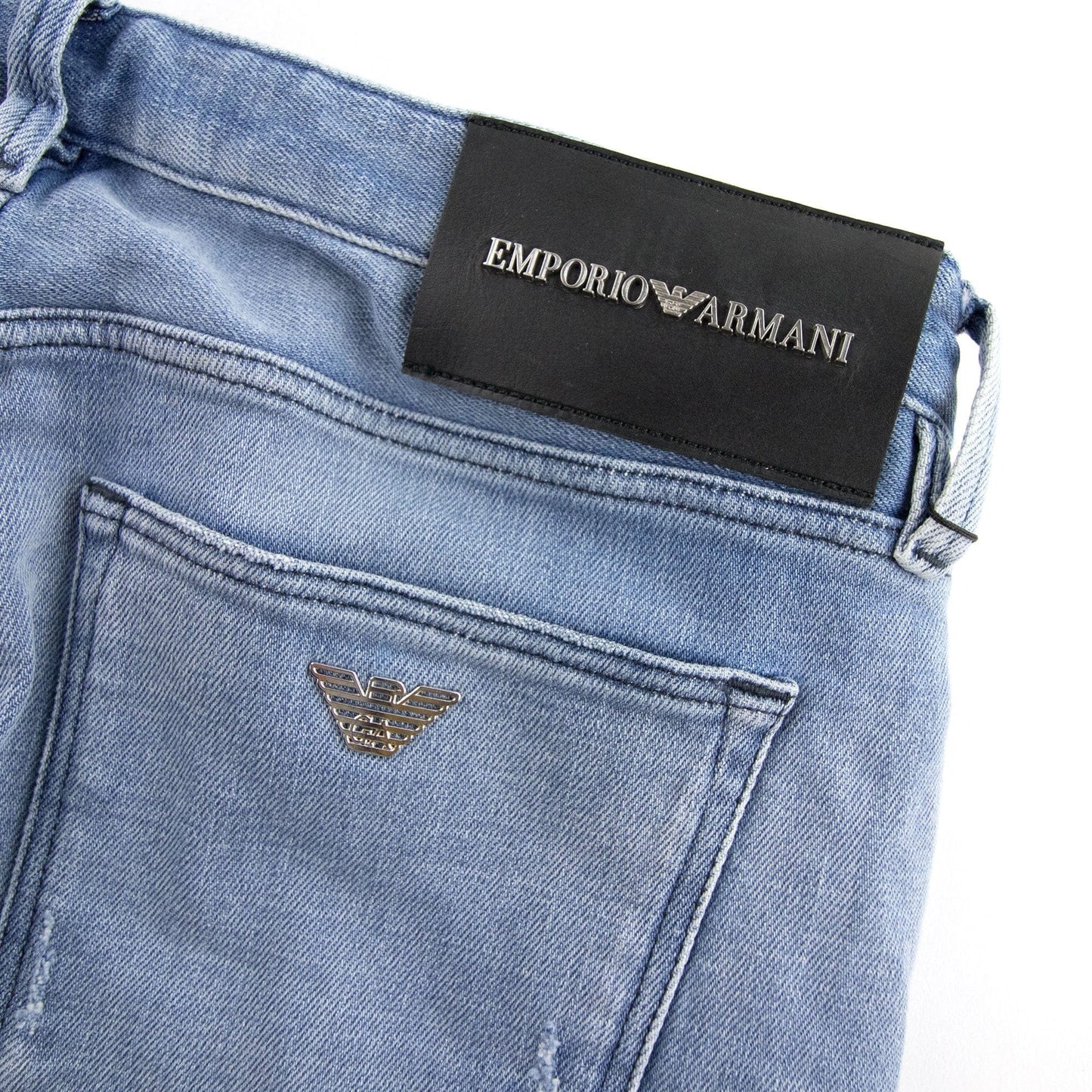 Emporio Armani Distressed J75 Slim Fit Jeans (Short Leg) Denim Blue 0943