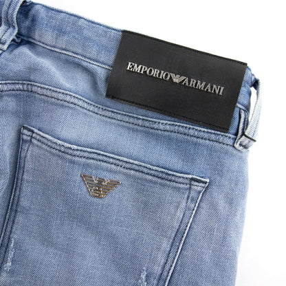 Emporio Armani Distressed J75 Slim Fit Jeans (Short Leg) Denim Blue 0943