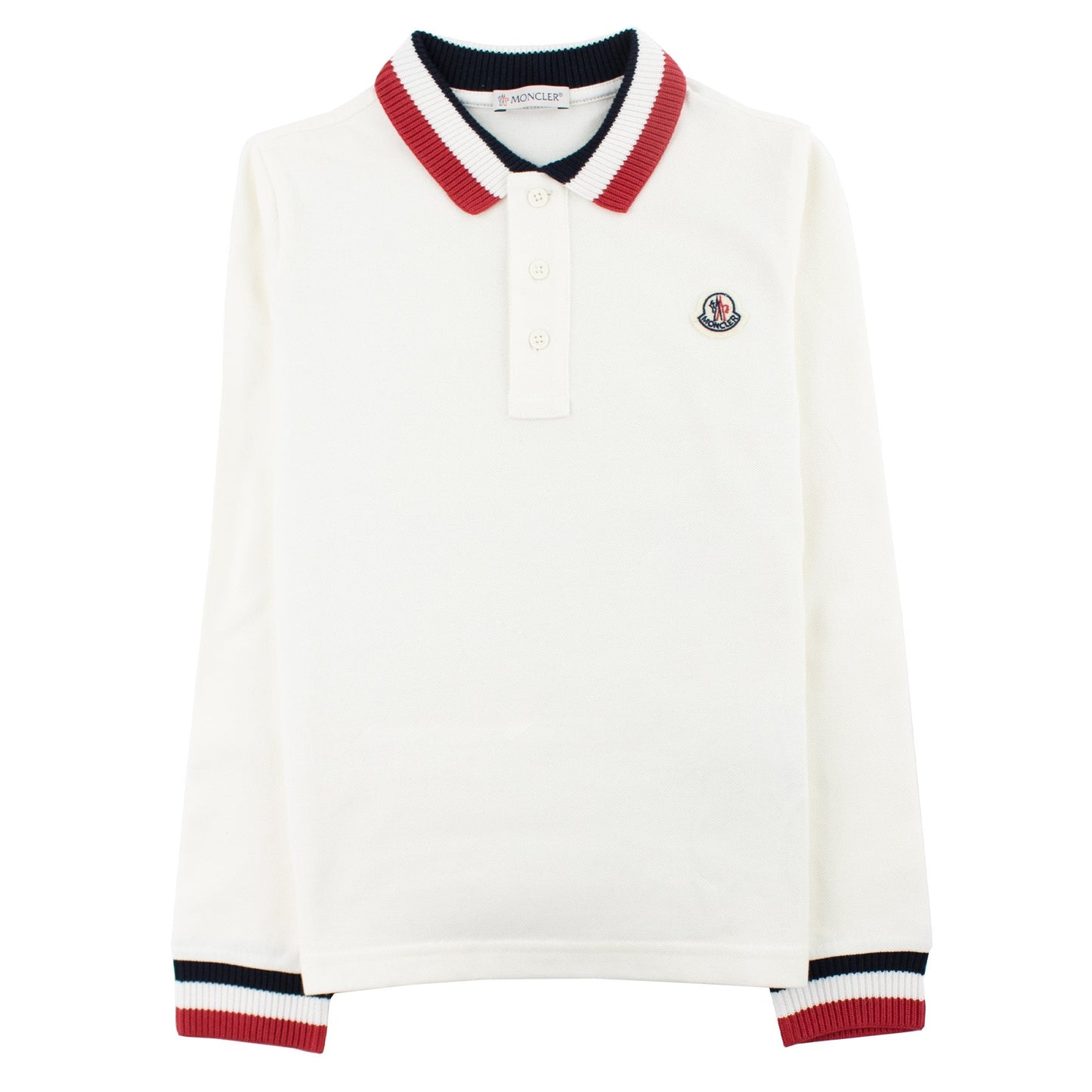 Moncler Junior Long Sleeve Polo Shirt White