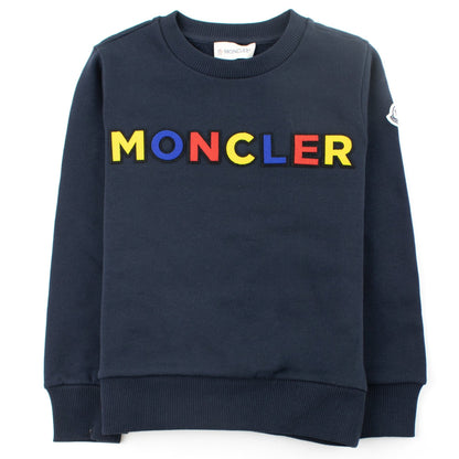 Moncler Junior Mulitcolour Logo Sweatshirt Navy