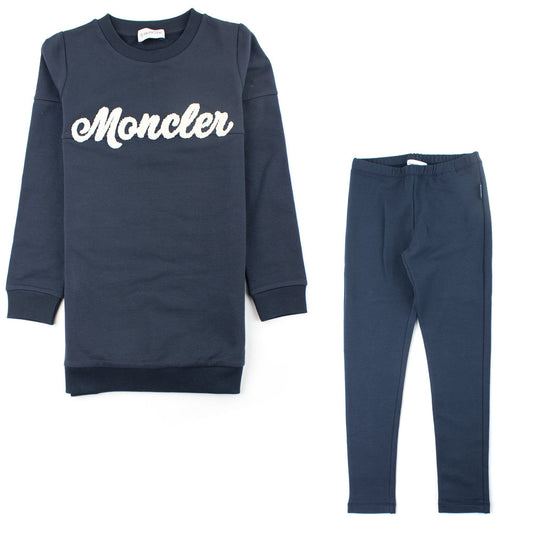 Moncler Junior Girls Long Sleeve Tracksuit Navy