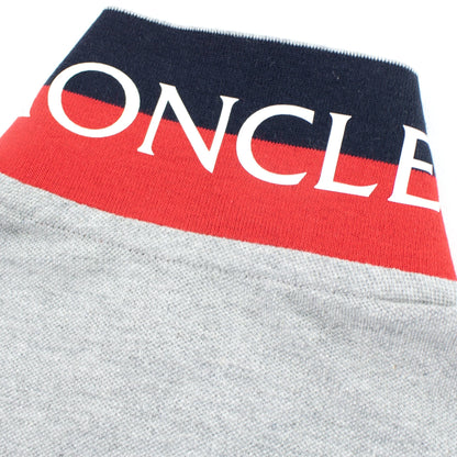 Moncler Junior Logo Collar Long Sleeve Polo Grey