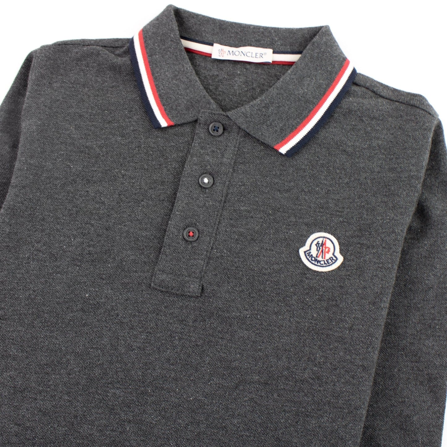 Moncler Junior Long Sleeve Polo Grey