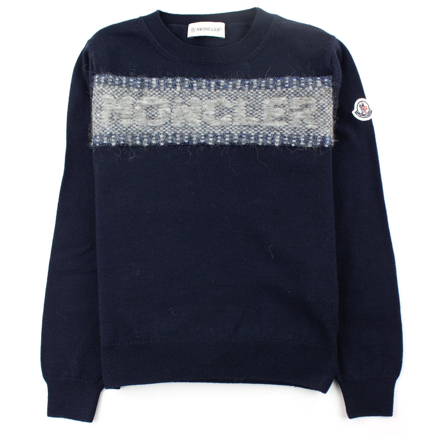 Moncler Junior Logo Knitted Sweatshirt Navy