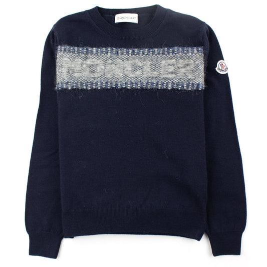 Moncler Junior Logo Knitted Sweatshirt Navy