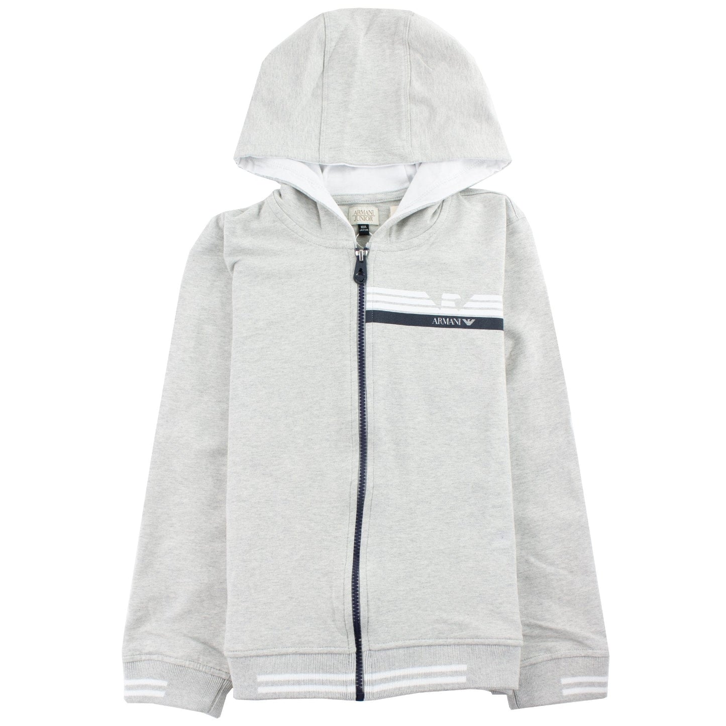 Armani Junior Logo Zipped Sweatshirt Grey