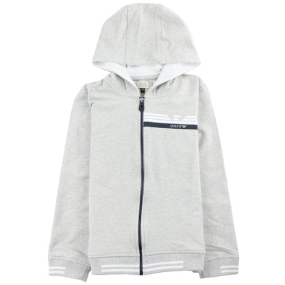 Armani Junior Logo Zipped Sweatshirt Grey