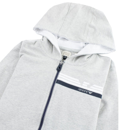 Armani Junior Logo Zipped Sweatshirt Grey