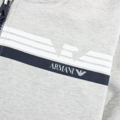 Armani Junior Logo Zipped Sweatshirt Grey