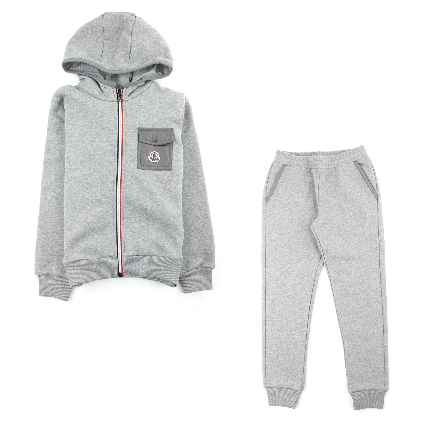 Moncler Junior Hooded Tracksuit Light Grey