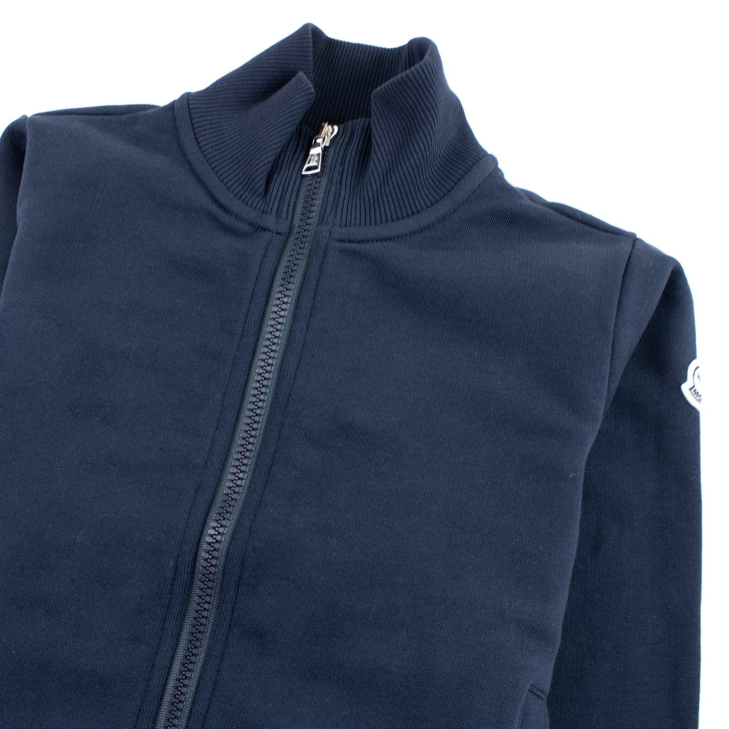 Moncler Junior Funnel Neck Zip Up Sweatshirt Navy