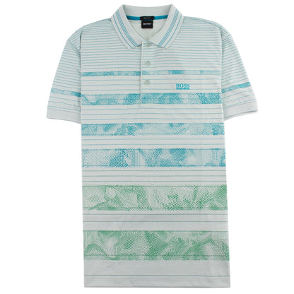 Hugo Boss Regular-fit Paddy 7 Polo Shirt With Patterned Stripe Turquoise
