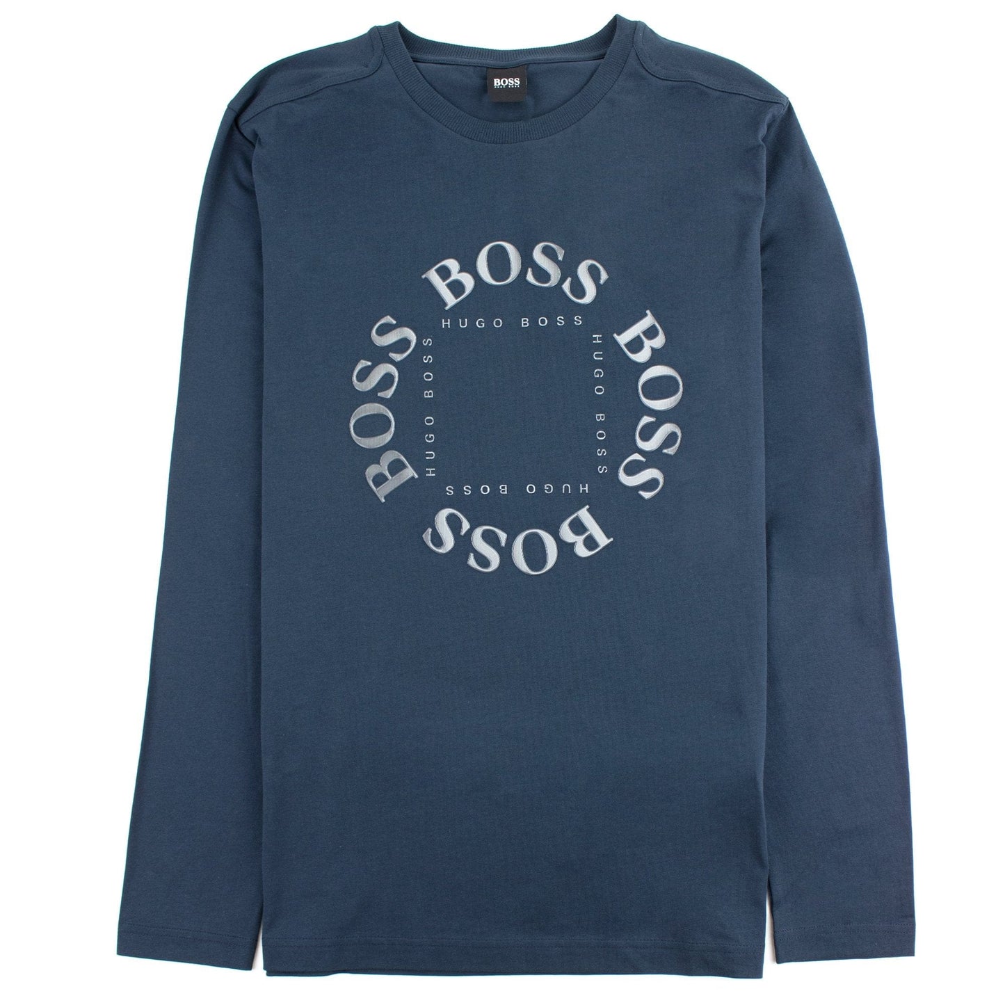 Hugo Boss Regular-fit Long Sleeve T-shirt In Stretch Cotton Dark Blue