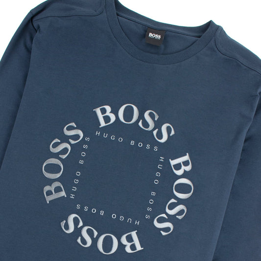 Hugo Boss Regular-fit Long Sleeve T-shirt In Stretch Cotton Dark Blue