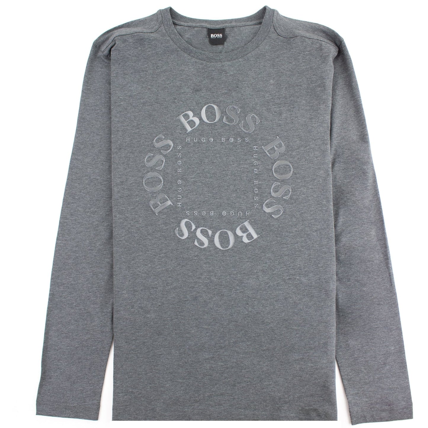 Hugo Boss Regular-fit Long Sleeve T-shirt In Stretch Cotton Grey