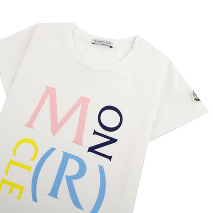 Moncler Junior Maglia Logo Print T-shirt White 034