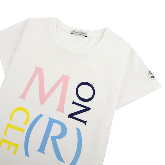 Moncler Junior Maglia Logo Print T-shirt White 034