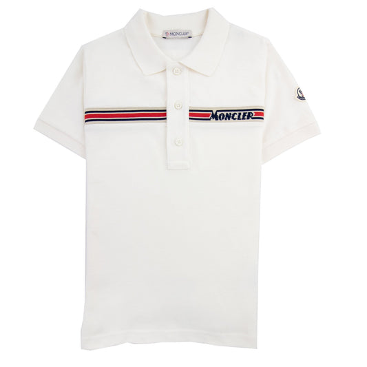 Moncler Junior Maglia Manica Chest Logo Polo Ivory 034