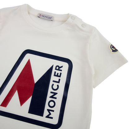 Moncler Junior Maglia Logo Print T-shirt White 034