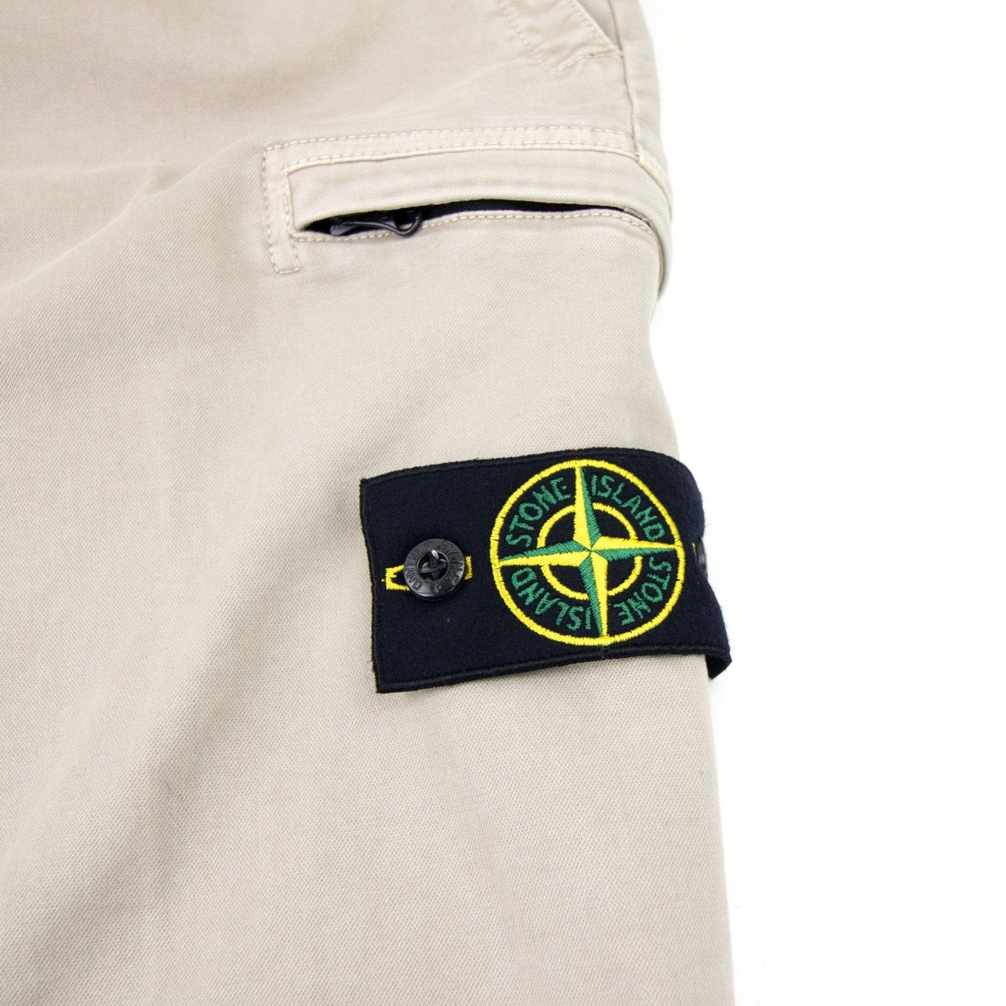 Stone Island 32IL1 Garment Dyed Zip Pocket Cargo Trousers Beige V0195