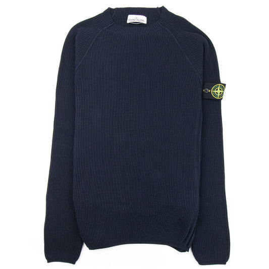 Stone Island Ribbed Knitted Sweater Navy Blue V0020
