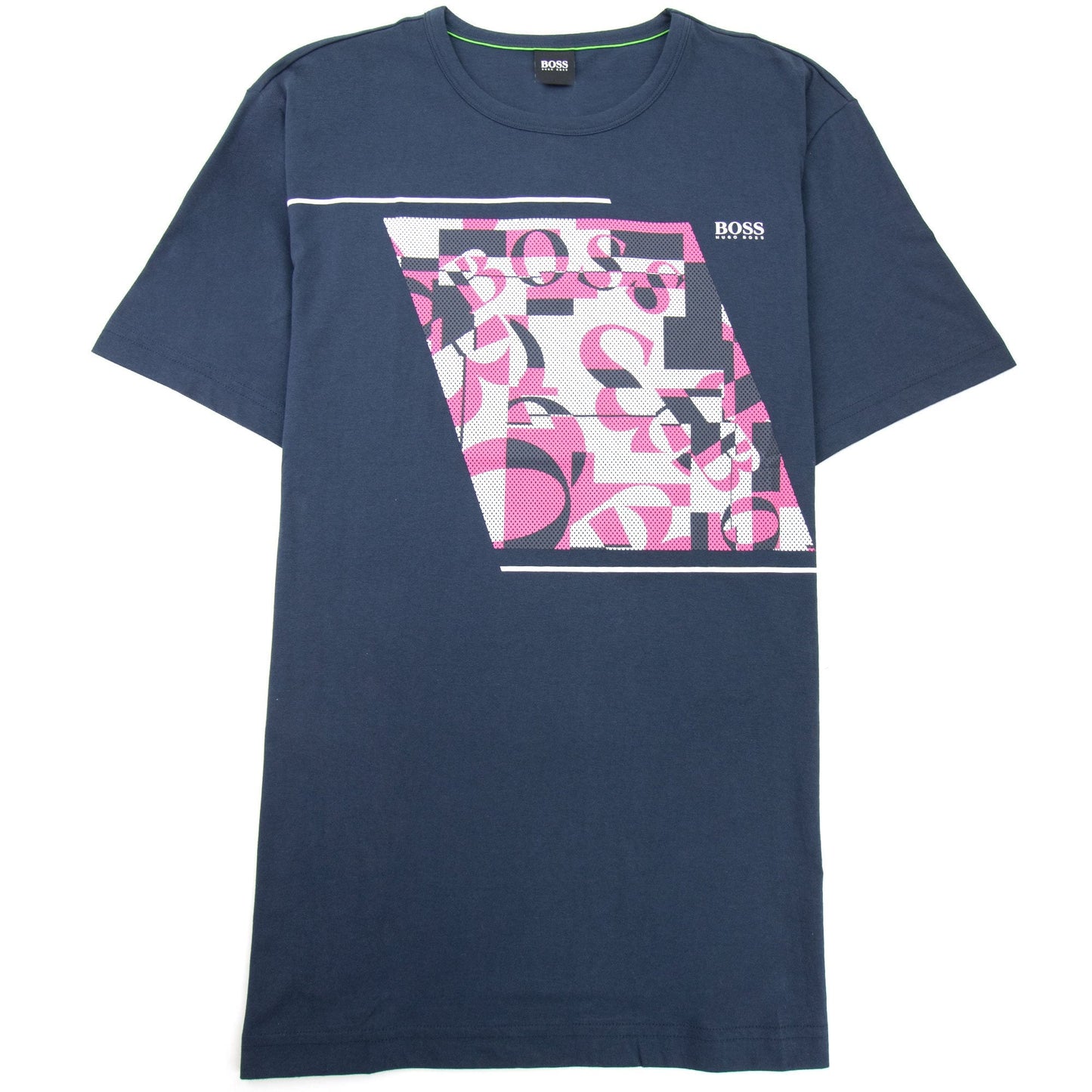 Hugo Boss Abstract Logo Print T Shirt Navy 410