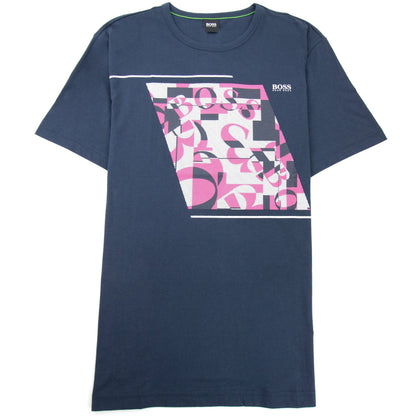 Hugo Boss Abstract Logo Print T Shirt Navy 410