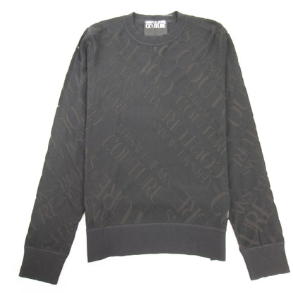 Versace Jeans Couture Embossed Writing Knitted Jumper Black