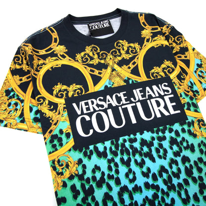 Versace Jeans Couture Leopard Print Bold T-shirt Black